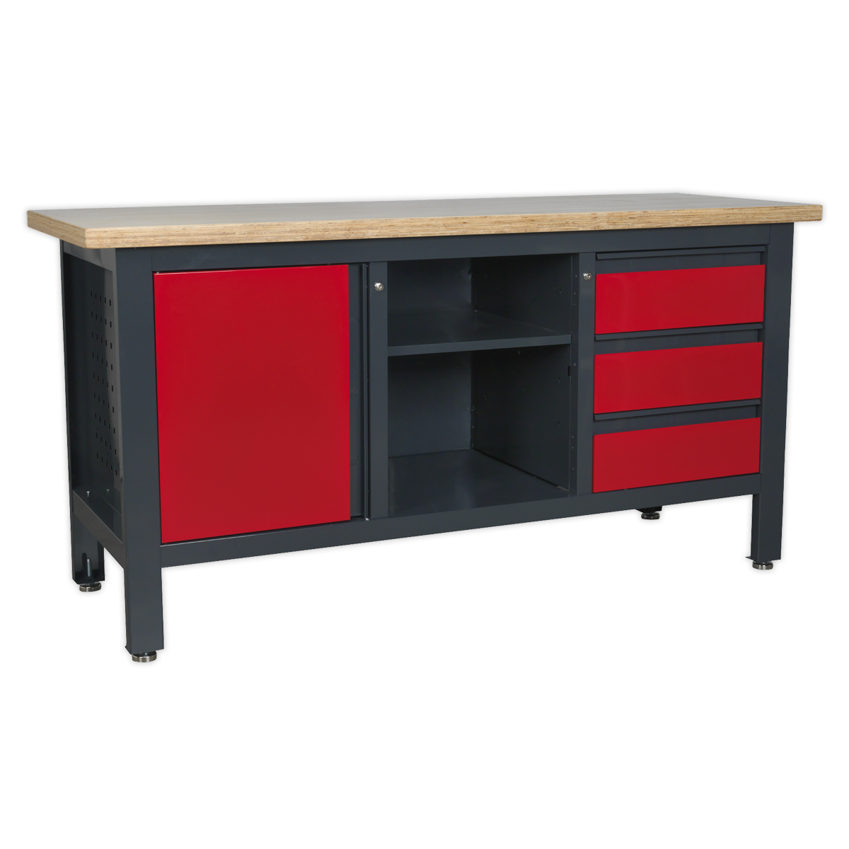 Workstation with 2 Drawers, 2 Cupboards & Open Storage