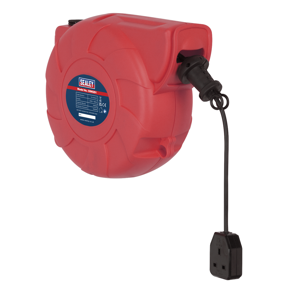 Cable Reel System Retractable 15m 2 x 230V Socket